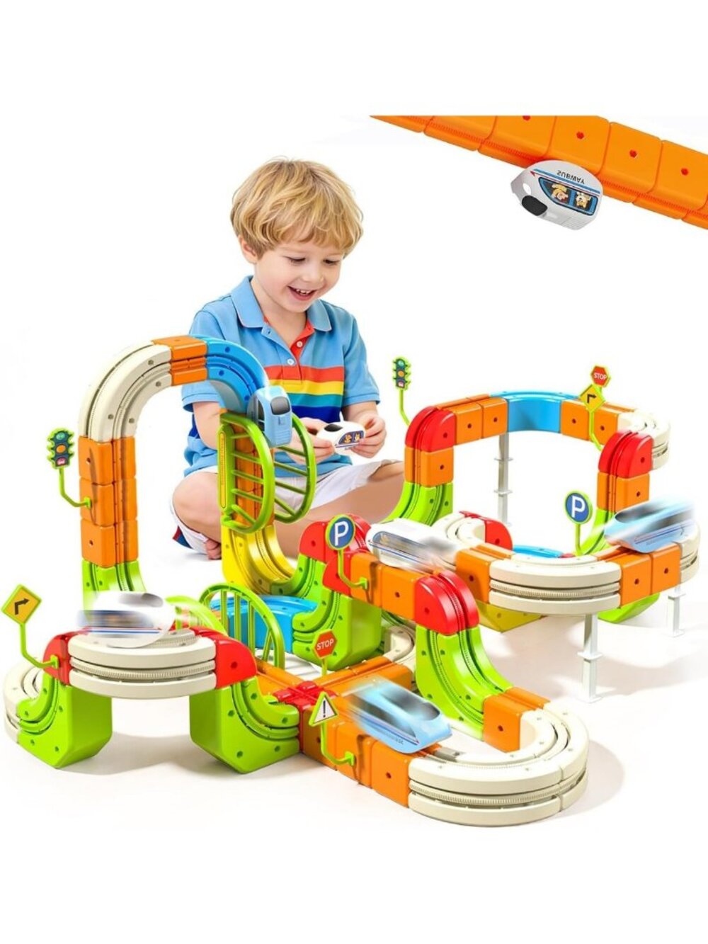 242PCS Electric Train Set for Kids - 3D Cube Track STEM Building Toy Fun!